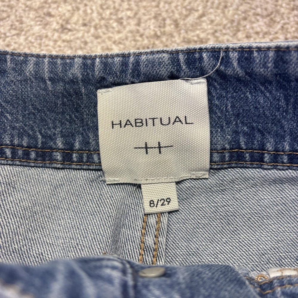 Habitual High Rise Wide Leg Jeans Womens 8/29 Blue Distressed Stretch Denim - Picture 2 of 11